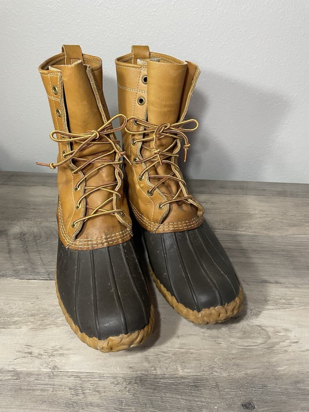 LL Bean Men’s Bean Boot 8” Duck Boots Brown Leather Waterproof Bottom Size 11